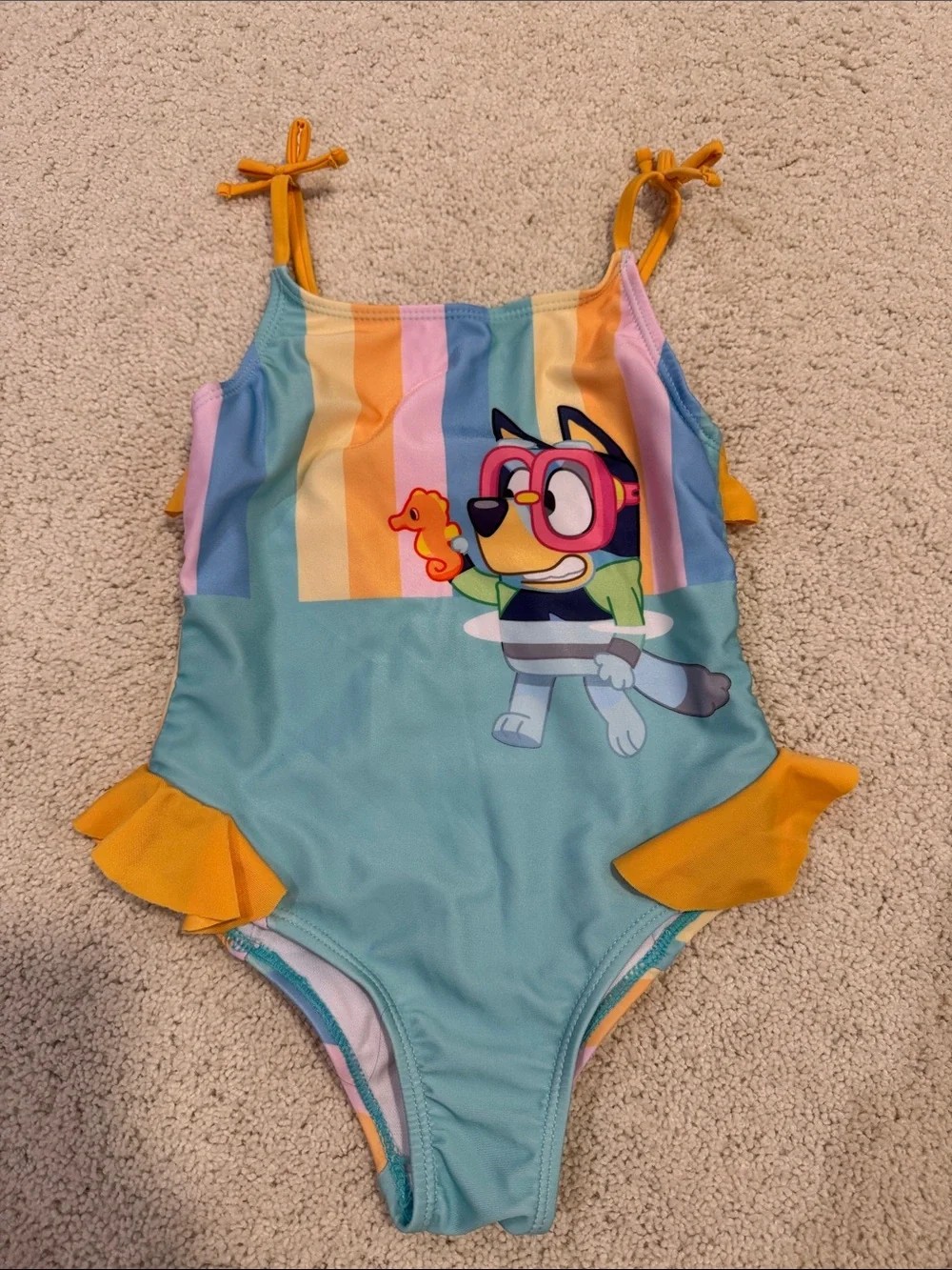 Bluey One-Piece Swimsuit with Yellow Ruffle Straps